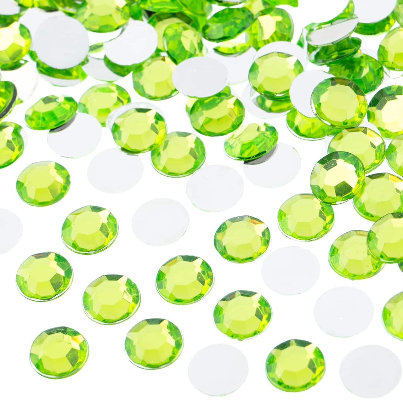 John Bead Acrylic Round Flat Back Rhinestones, 10mm